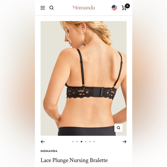 Momanda Black Lace Nursing Bralette, 36D - Picture 4 of 4